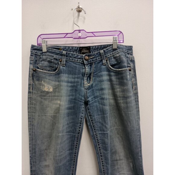 VTG Y2K Rerock For Express Womens Bootcut Jeans Size 8L Blue Faded Streetwear - Picture 2 of 12